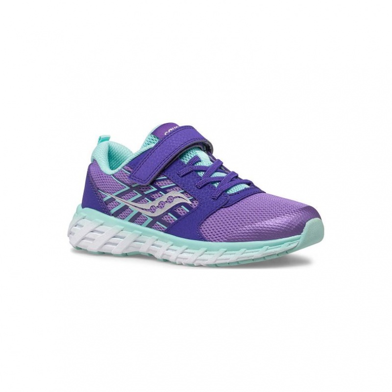 Purple Big Kids' Saucony Wind 2.0 A/C Sneaker | AUS-KFILD