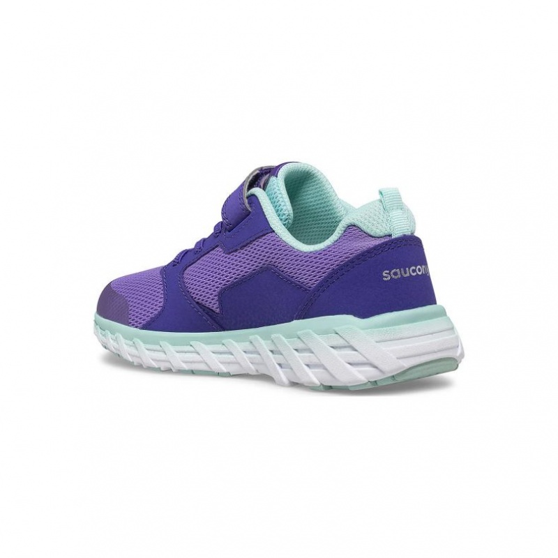 Purple Big Kids' Saucony Wind 2.0 A/C Sneaker | AUS-KFILD