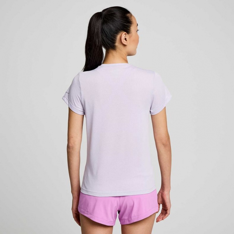 Purple Women's Saucony Stopwatch Graphic Short Sleeve T-Shirt | AUSTRALIA-LEVPN