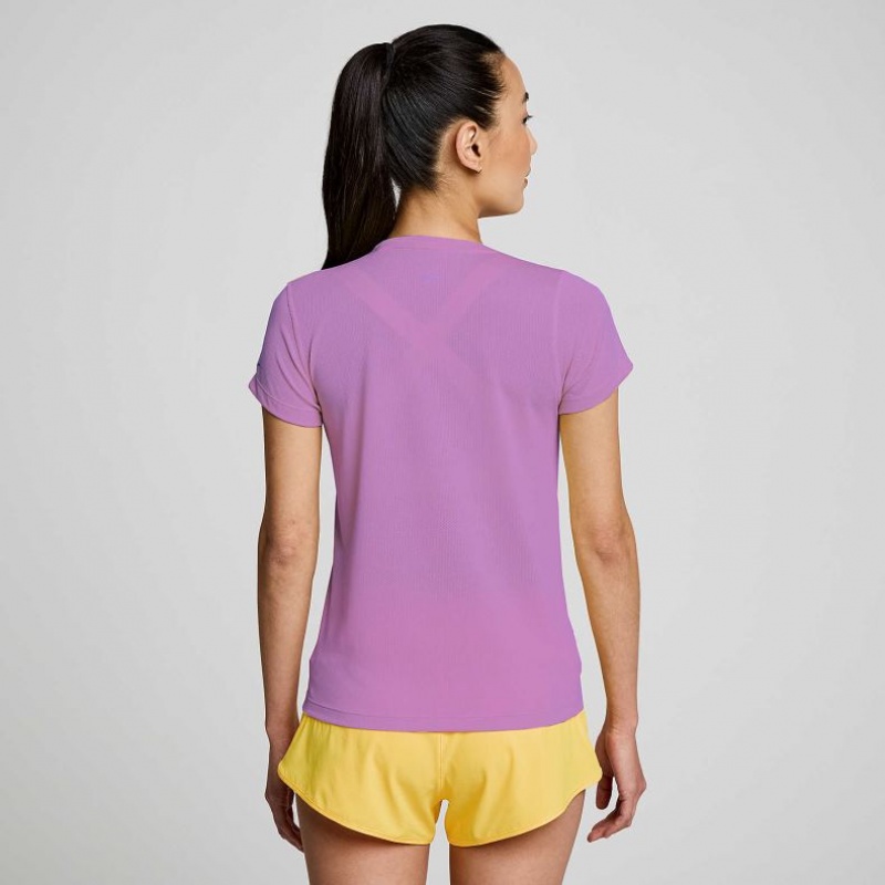 Purple Women's Saucony Stopwatch Short Sleeve T-Shirt | AUSTRALIA-WFPMS