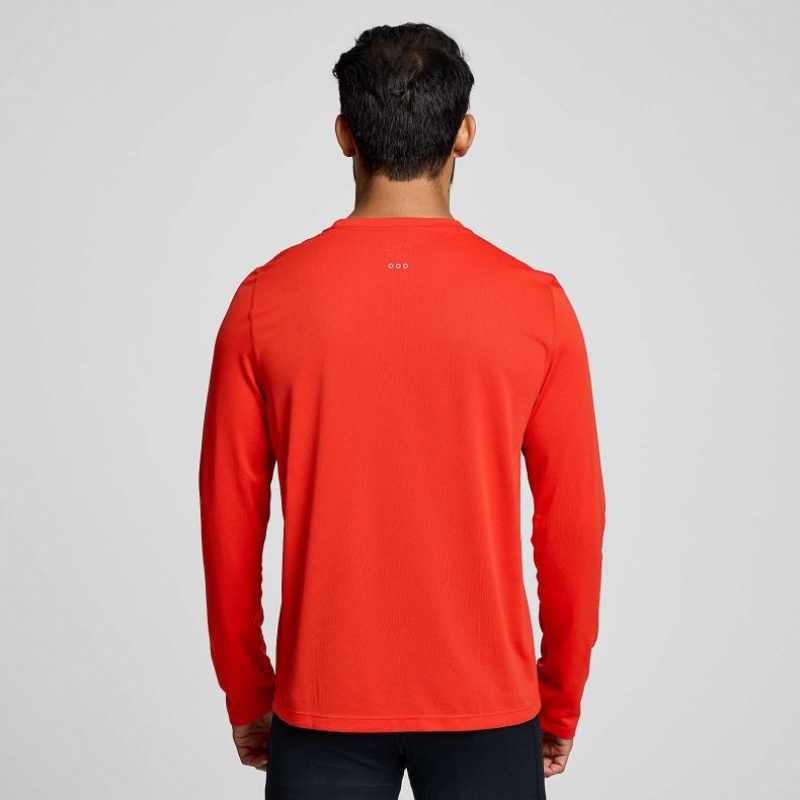 Red Men's Saucony Stopwatch Long Sleeve T-Shirt | AUS-JBHRM