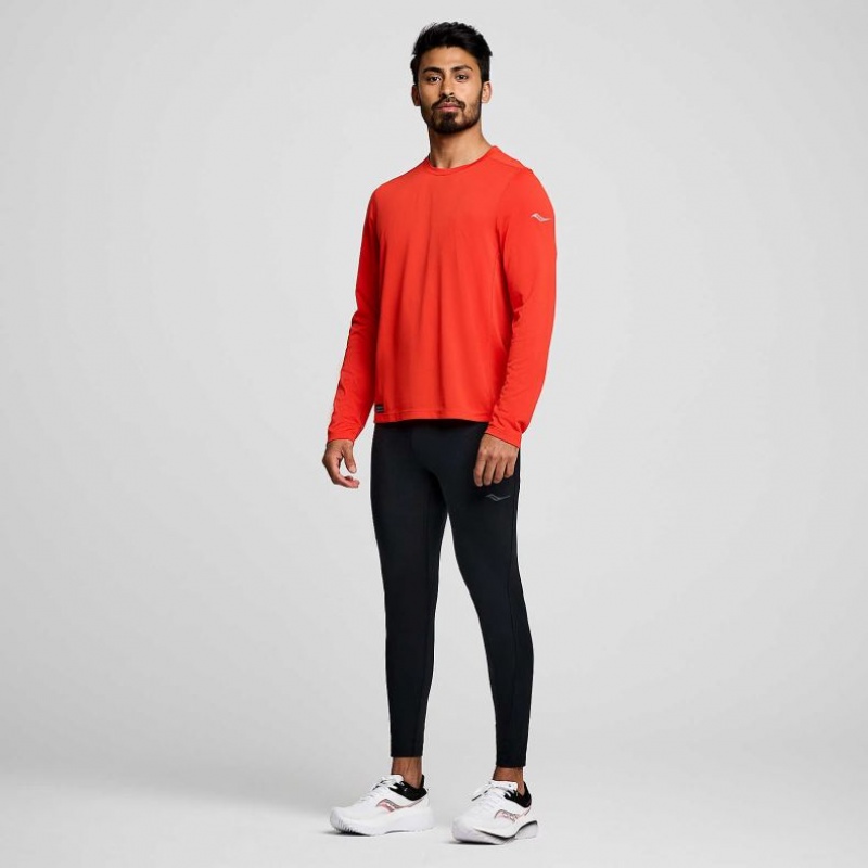 Red Men's Saucony Stopwatch Long Sleeve T-Shirt | AUS-JBHRM