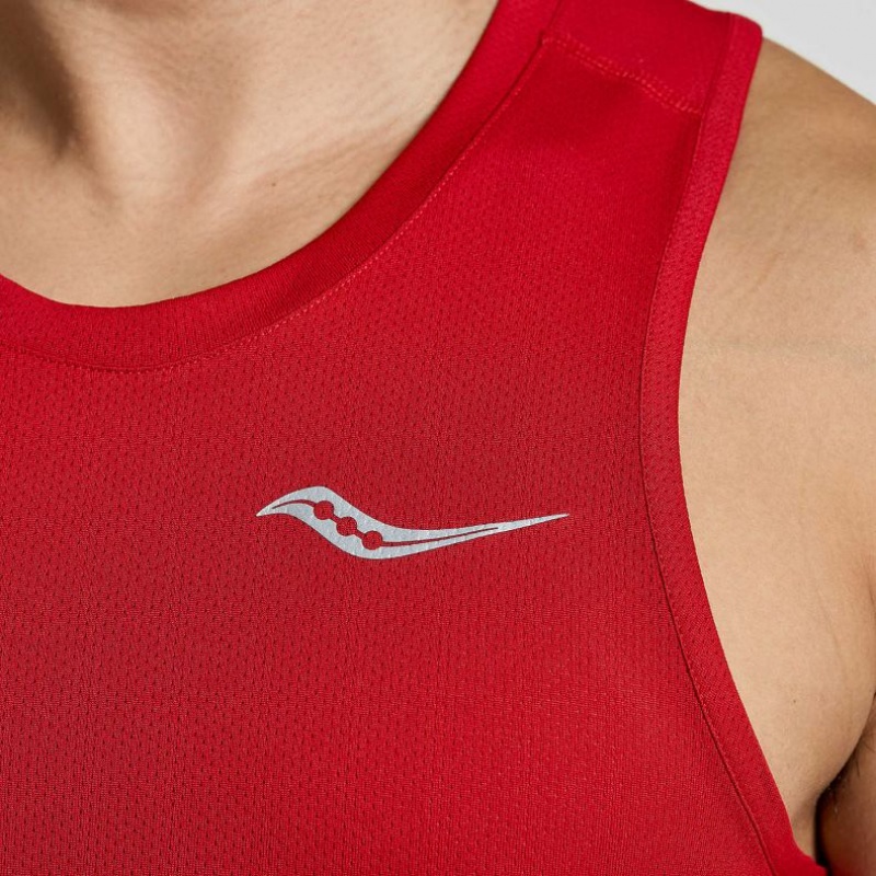 Red Men's Saucony Stopwatch Singlet | AUS-GEYWZ