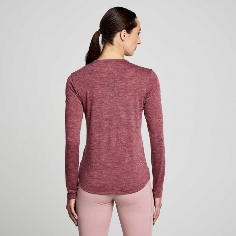 Red Women's Saucony Peregrine Merino Long Sleeve T-Shirt | AUS-DJLVP