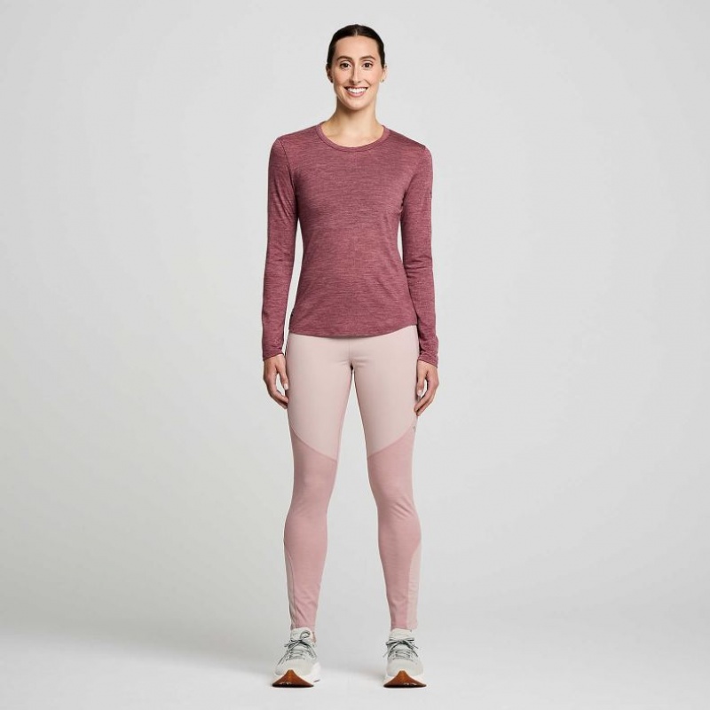 Red Women's Saucony Peregrine Merino Long Sleeve T-Shirt | AUS-DJLVP