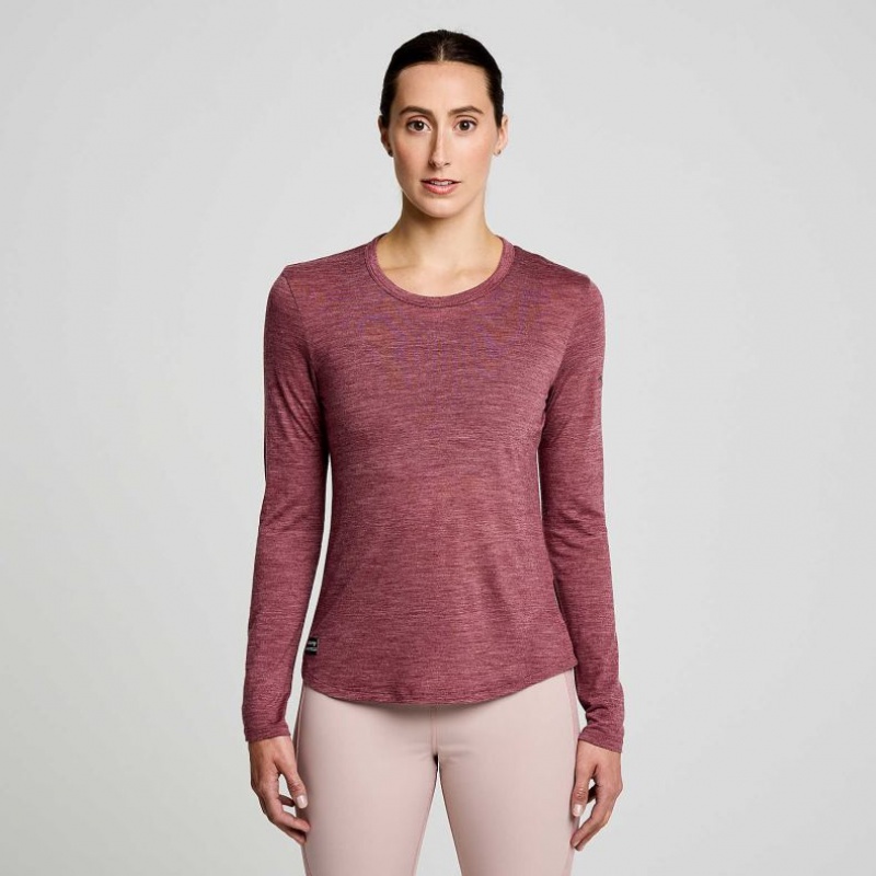 Red Women\'s Saucony Peregrine Merino Long Sleeve T-Shirt | AUS-DJLVP