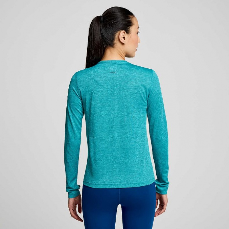 Turquoise Women's Saucony Stopwatch Long Sleeve T-Shirt | AUS-XLCKG