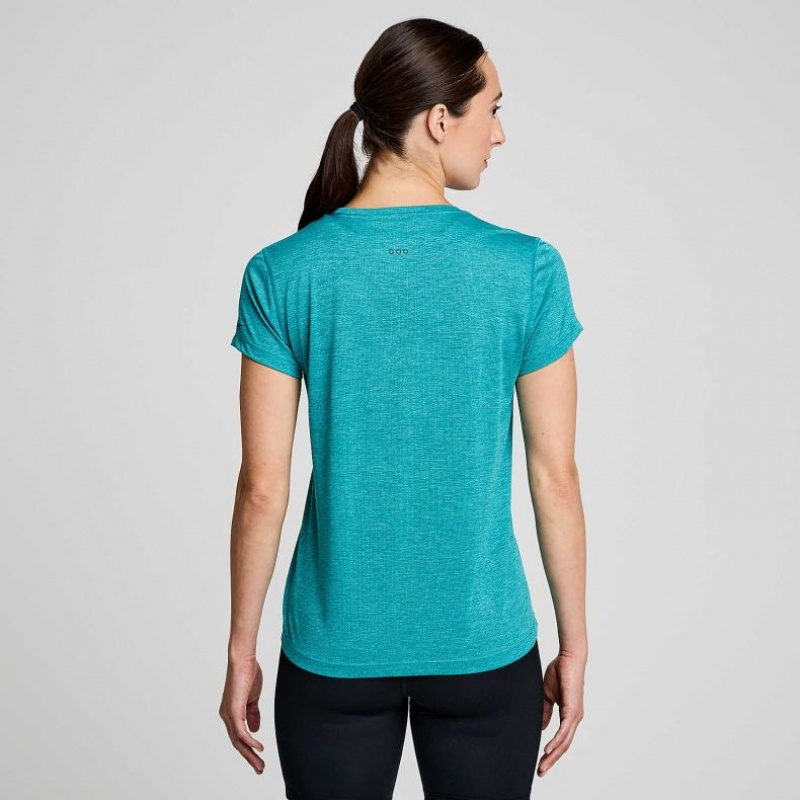 Turquoise Women's Saucony Stopwatch Short Sleeve T-Shirt | AUS-XRHGF