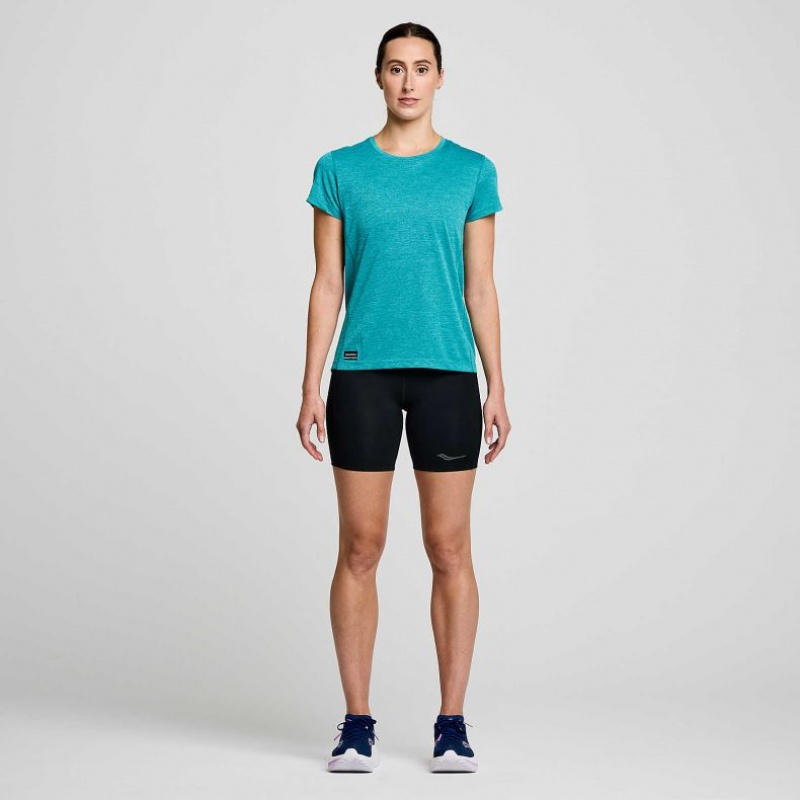 Turquoise Women's Saucony Stopwatch Short Sleeve T-Shirt | AUS-XRHGF