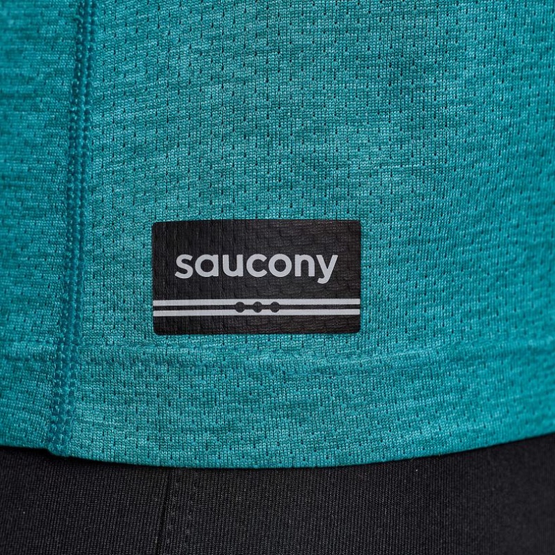 Turquoise Women's Saucony Stopwatch Short Sleeve T-Shirt | AUS-XRHGF