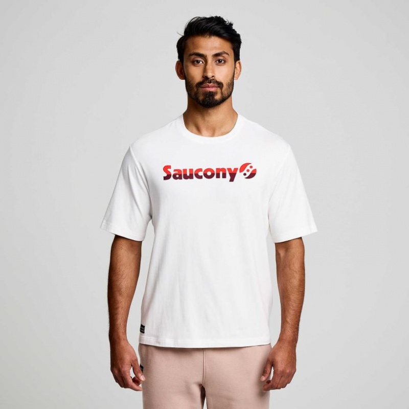 White Men\'s Saucony Recovery Short Sleeve T-Shirt | AUS-GYOJH