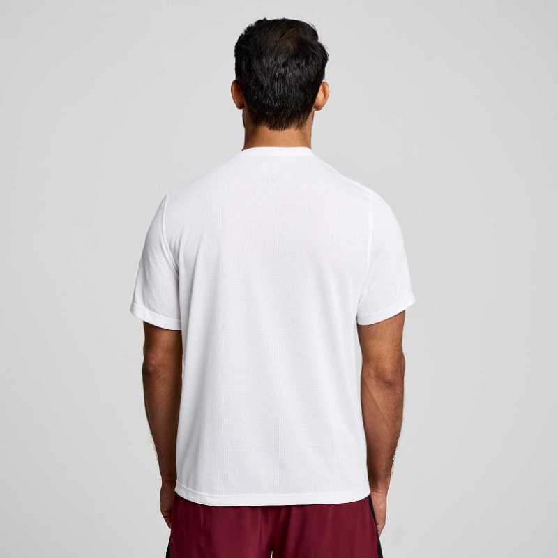 White Men's Saucony Stopwatch Graphic Short Sleeve T-Shirt | AUSTRALIA-HTCPO