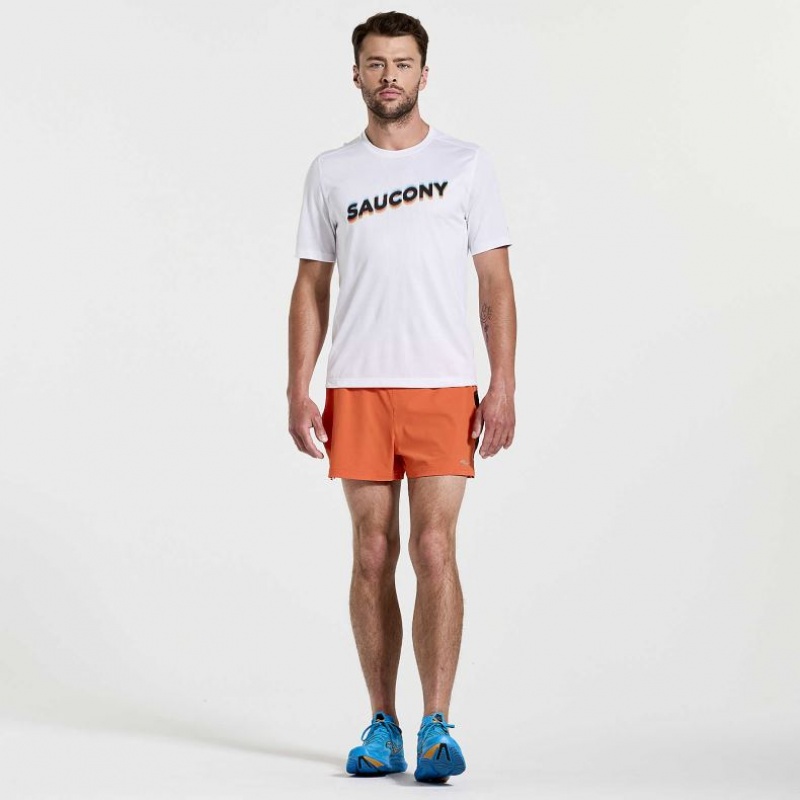 White Men's Saucony Stopwatch Graphic Short Sleeve T-Shirt | AUS-JAXGN