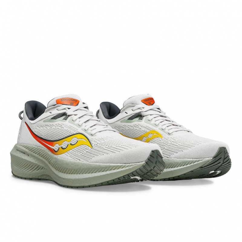 White Men's Saucony Triumph 21 Running Shoes | AUS-KWQGF