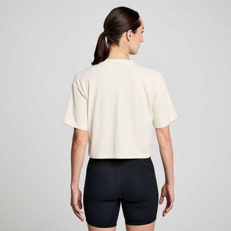 White Women's Saucony Recovery Boxy T-Shirt | AUS-FKWIP