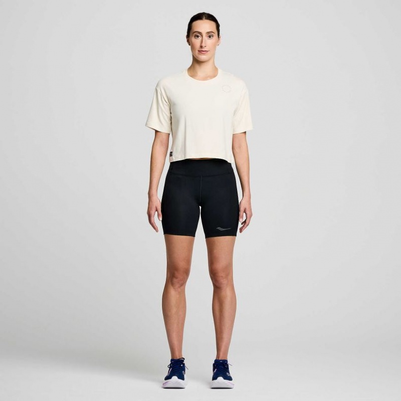 White Women's Saucony Recovery Boxy T-Shirt | AUS-FKWIP