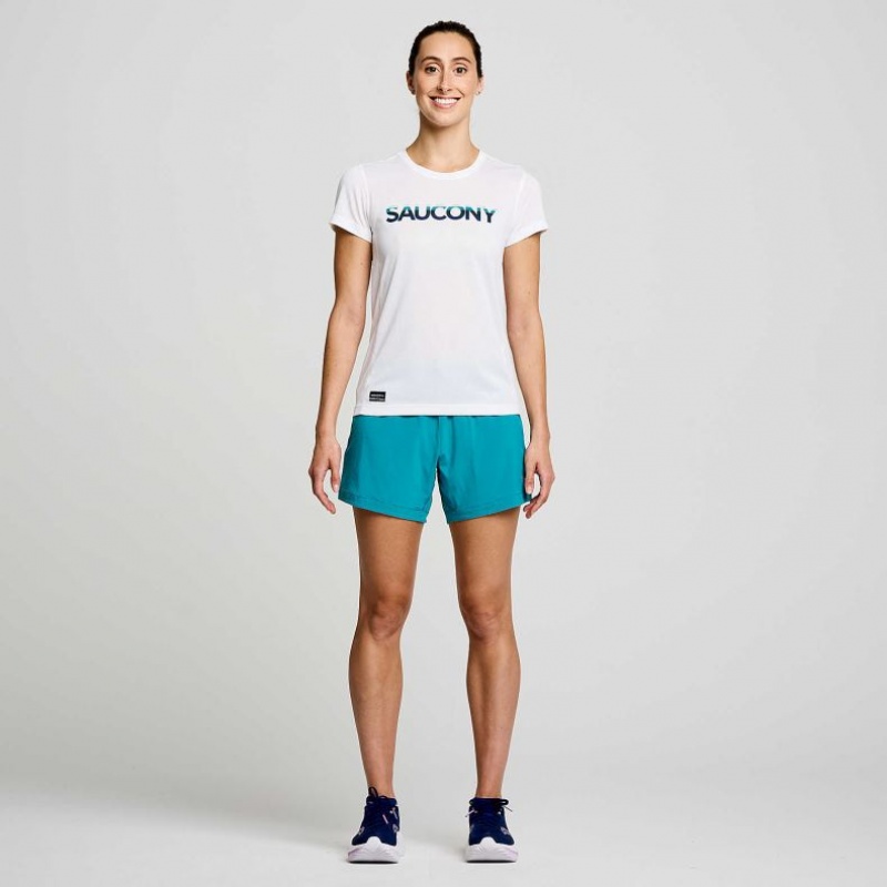 White Women's Saucony Stopwatch Graphic Short Sleeve T-Shirt | AUSTRALIA-EKRGT