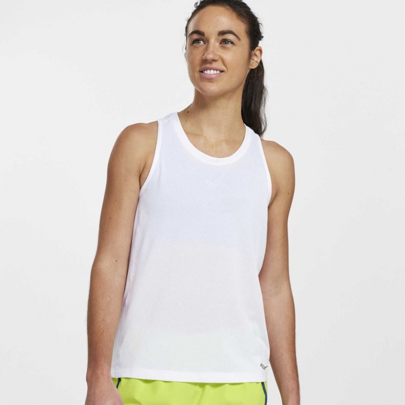 White Women\'s Saucony Stopwatch Singlet | AUSTRALIA-VJPKH