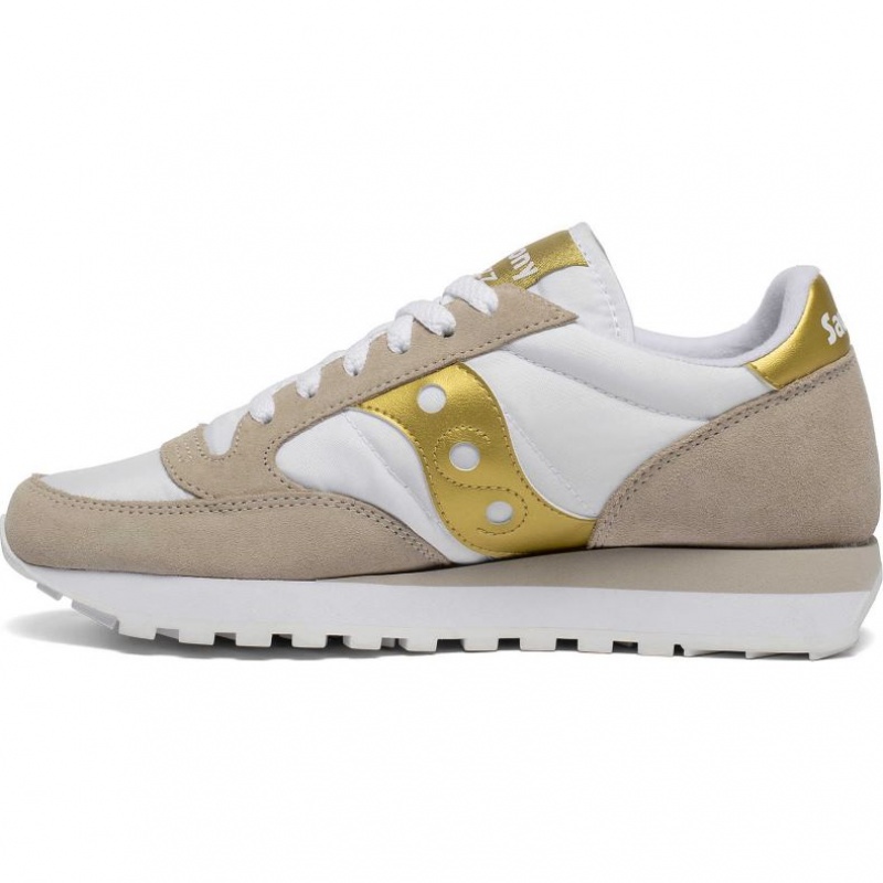 White / Beige / Gold Women's Saucony Jazz Original Trainer | AUS-JGTFA