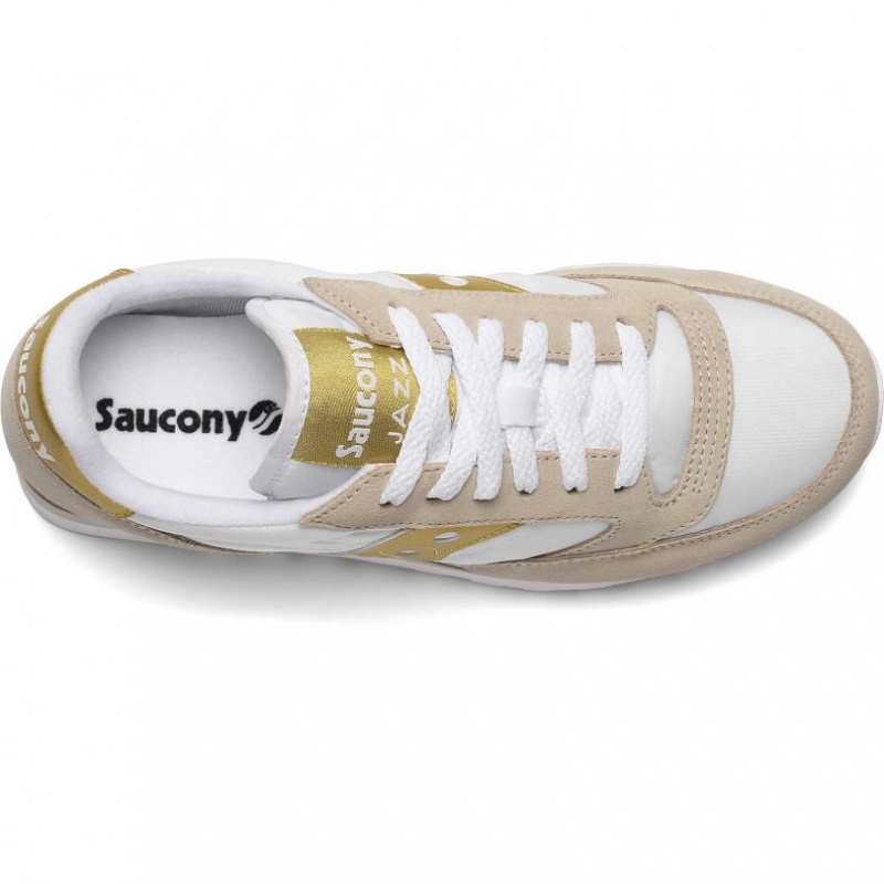 White / Beige / Gold Women's Saucony Jazz Original Trainer | AUS-JGTFA