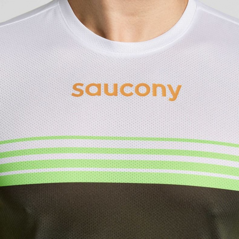 White / Black Men's Saucony Elite Long Sleeve T-Shirt | AUSTRALIA-PIBZE