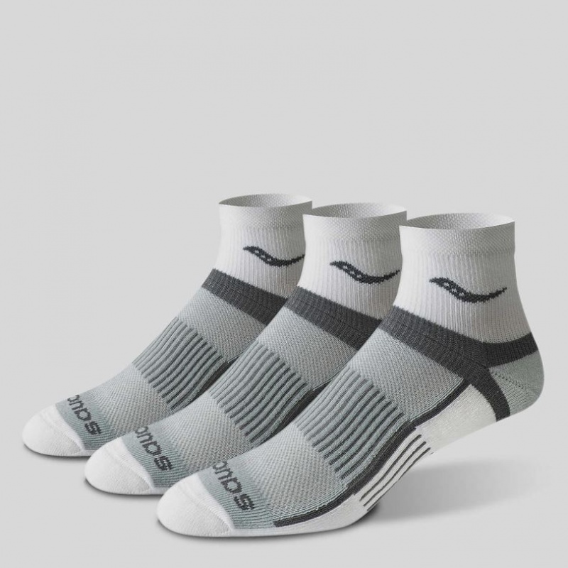 White / Grey Women's Saucony Inferno Quarter 3-Pack Socks | AUSTRALIA-LOTQP