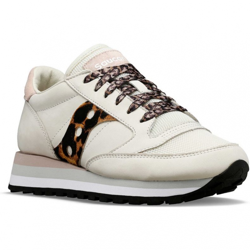 White / Leopard Women's Saucony Jazz Triple Trainer | AUSTRALIA-MBJWF