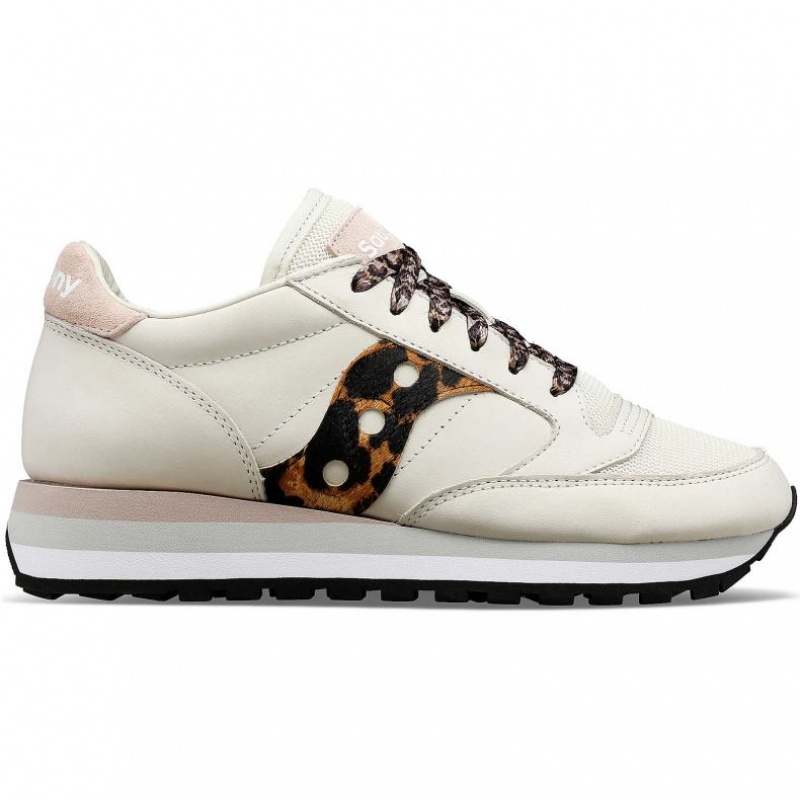 White / Leopard Women\'s Saucony Jazz Triple Trainer | AUSTRALIA-MBJWF