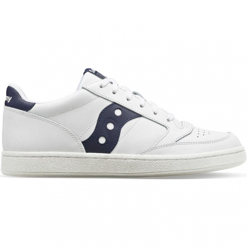 White / Navy Women\'s Saucony Jazz Court PU Trainer | AUS-ZTLMG