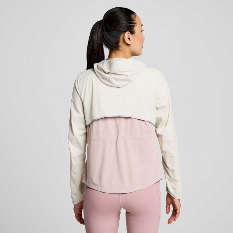 White / Pink Women's Saucony Runshield Jacket | AUS-GCKQZ