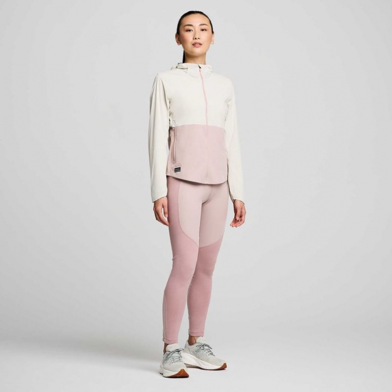 White / Pink Women's Saucony Runshield Jacket | AUS-GCKQZ