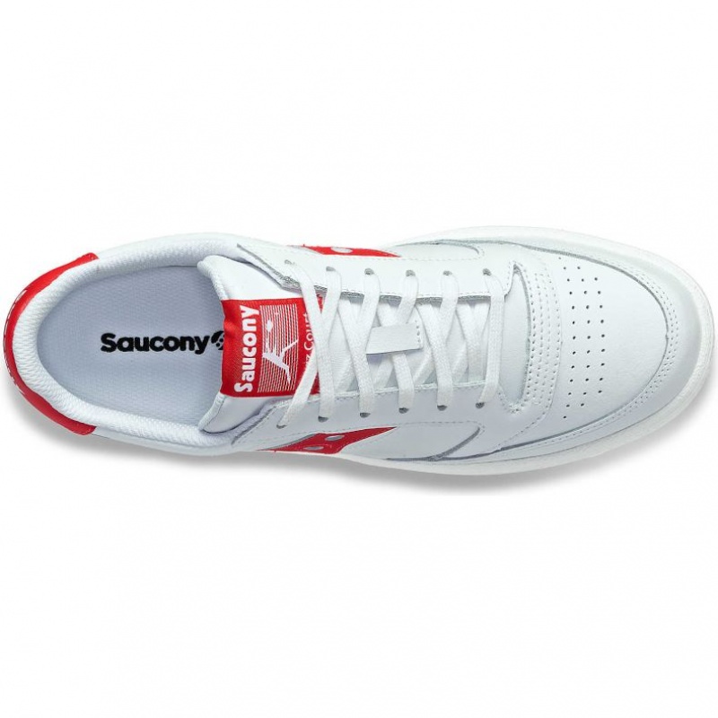 White / Red Men's Saucony Jazz Court PU Trainer | AUS-DYBQO