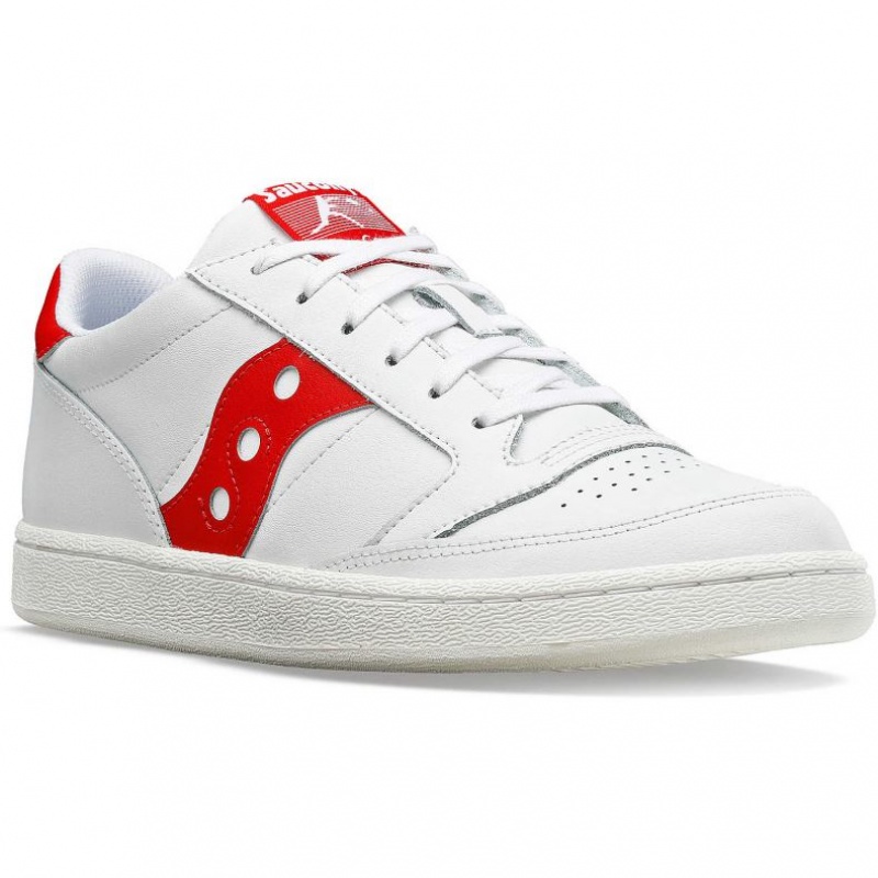 White / Red Men's Saucony Jazz Court PU Trainer | AUS-DYBQO