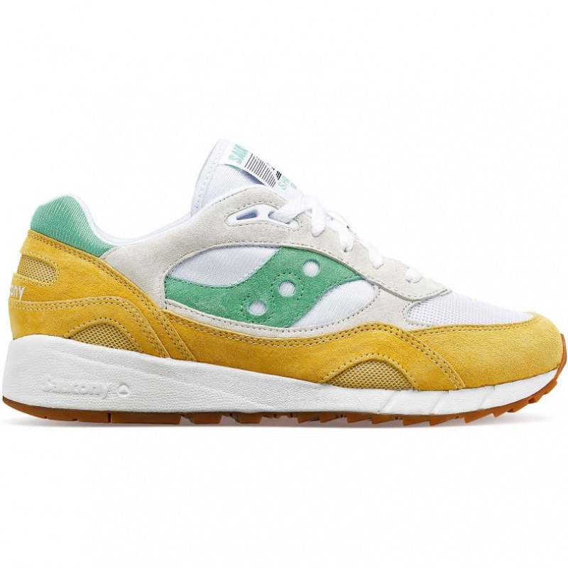 White / Yellow / Green Men\'s Saucony Shadow 6000 Trainer | AUS-WXTVH