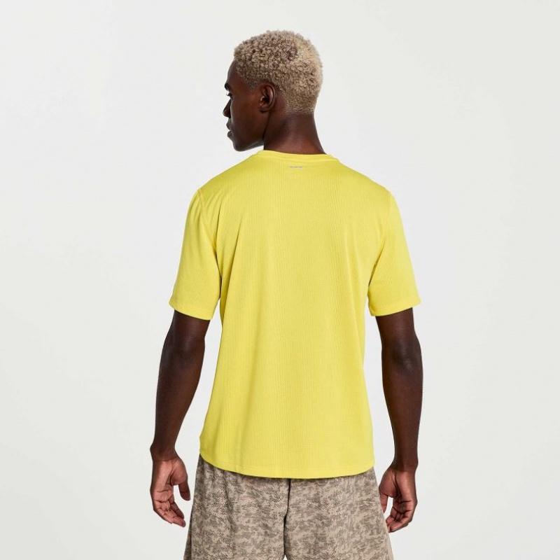 Yellow Men's Saucony Stopwatch Graphic Short Sleeve T-Shirt | AUSTRALIA-WUOVR