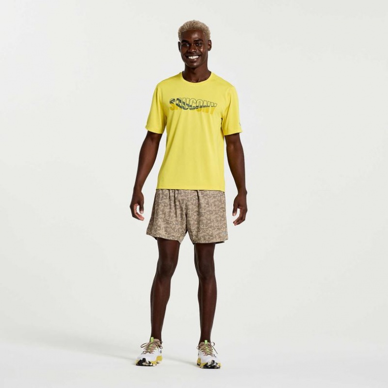 Yellow Men's Saucony Stopwatch Graphic Short Sleeve T-Shirt | AUSTRALIA-WUOVR