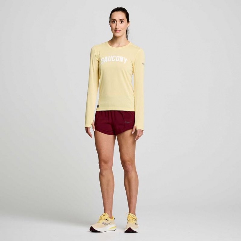 Yellow Women's Saucony Stopwatch Graphic Long Sleeve T-Shirt | AUS-YSNWG