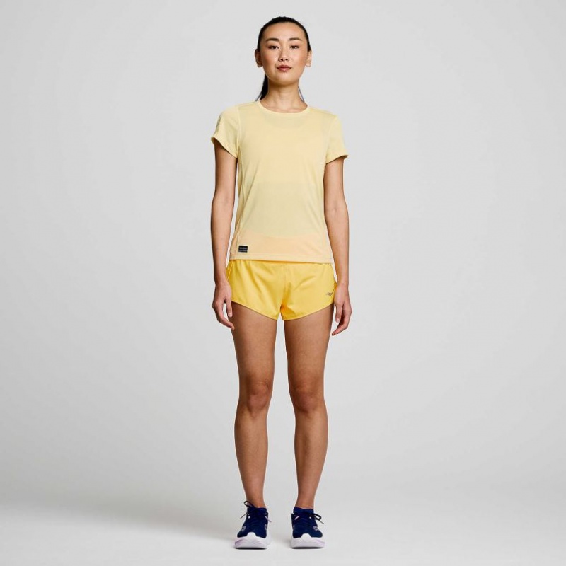 Yellow Women's Saucony Stopwatch Short Sleeve T-Shirt | AUS-VCUFK