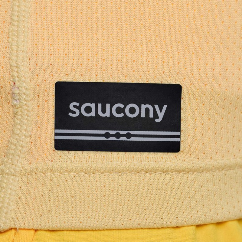 Yellow Women's Saucony Stopwatch Short Sleeve T-Shirt | AUS-VCUFK