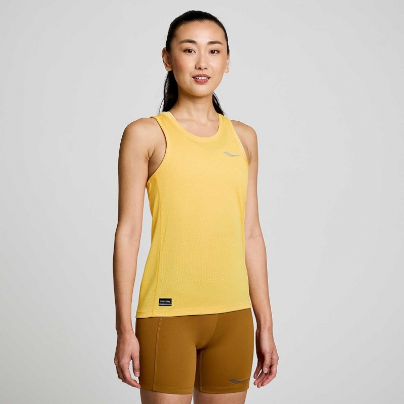 Yellow Women\'s Saucony Stopwatch Singlet | AUS-XCNWQ